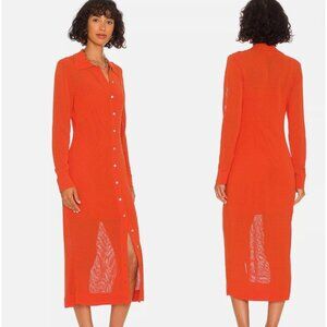 MILLY Polo Cardigan Knit Sweater Dress in Coral Size XL Resortwear Vacation